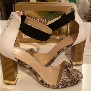 Block heel snakeskin sandals